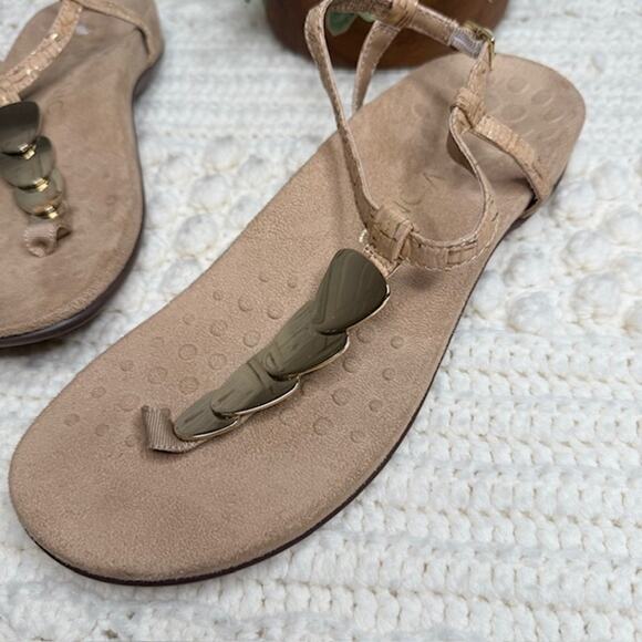 VIONIC Women's 9 Rest Miami Supportive Sandal Thong Ankle Strap Tan Gold Cork - Picture 6 of 12